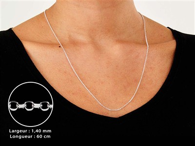 Cadena De Eslabón Belcher 1,4 mm, 60 cm, Plata 925 Británico - Imagen Estandar - 3