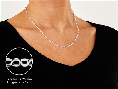 Cadena De Malla Jaseron Diamantado 2,2 mm, 45 cm, Plata 925 Británico - Imagen Estandar - 3