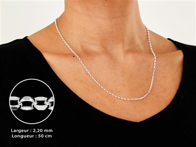 Cadena De Malla Belcher Diamantado 2,2 mm, 50 cm, Plata 925 Británico - Imagen Estandar - 3