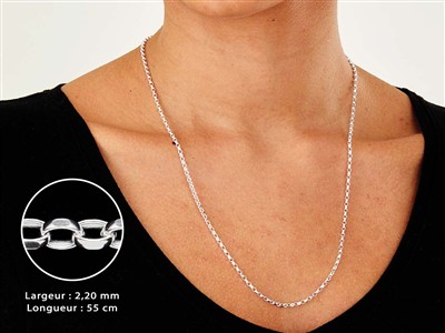 Cadena De Eslabón Belcher Diamantado 2,2 mm, 55 cm, Plata 925 Británico - Imagen Estandar - 3