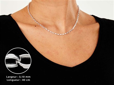 Cadena De Eslabón Belcher Diamantado 3,1 mm, 40 cm, Plata 925 Británico - Imagen Estandar - 3
