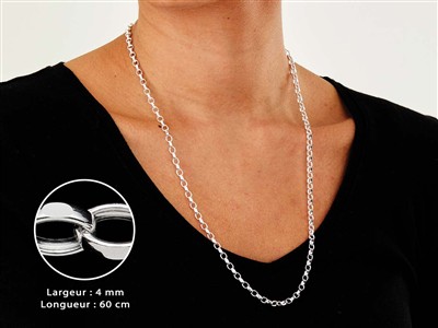Cadena De Malla Jaseron Diamantada 3,10 mm, 60 cm, Plata 925 Británico - Imagen Estandar - 4