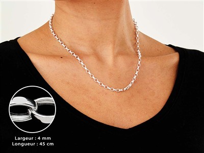 Cadena De Malla Jaseron Diamantada 4 mm, 45 cm, Plata 925 Británico - Imagen Estandar - 3