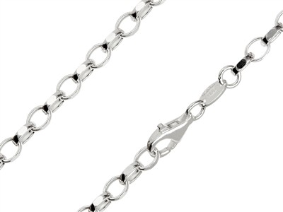 Cadena De Eslabón Jaseron Diamantado 4 mm, 50 cm, Plata 925 Británico - Imagen Estandar - 1
