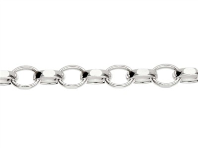 Cadena De Eslabón Jaseron Diamantado 4 mm, 50 cm, Plata 925 Británico - Imagen Estandar - 2