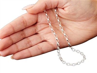 Cadena De Eslabón Jaseron Diamantado 4 mm, 50 cm, Plata 925 Británico - Imagen Estandar - 5
