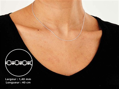 Cadena De Malla Jaseron 1,4 mm, 40 cm, Plata 925 - Imagen Estandar - 3