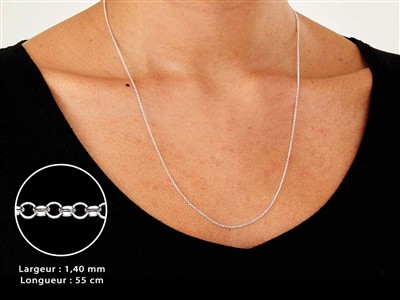 Cadena De Malla Jaseron 1,4 mm, 55 cm, Plata 925 - Imagen Estandar - 3