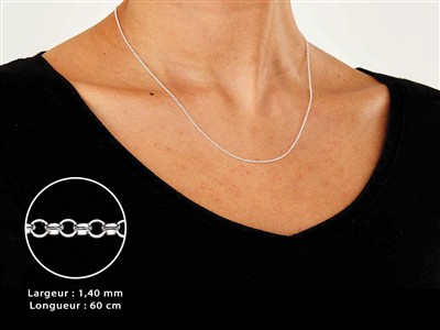 Cadena De Malla Jaseron 1,4 mm, 60 cm, Plata 925 - Imagen Estandar - 3