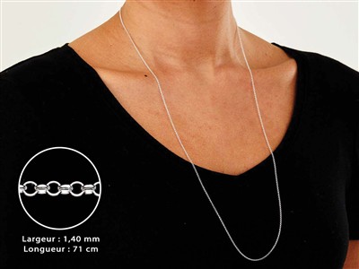 Cadena De Malla Jaseron 1,4 mm, 71 cm, Plata 925 - Imagen Estandar - 3