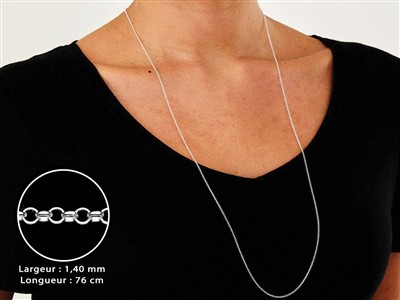 Cadena De Malla Jaseron 1,4 mm, 76 cm, Plata 925 - Imagen Estandar - 3