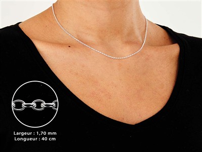 Cadena De Malla Jaseron 2 mm, 40 cm, Plata 925 - Imagen Estandar - 3