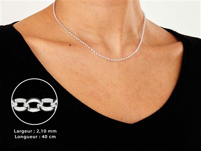 Cadena De Malla Jaseron 2,1 mm, 40 cm, Plata 925 - Imagen Estandar - 3