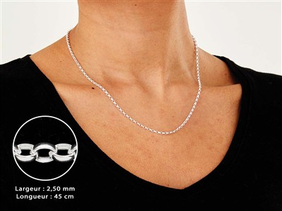 Cadena De Malla Jaseron 2,5 mm, 45 cm, Plata 925 - Imagen Estandar - 3