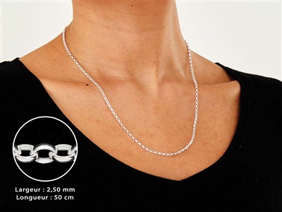 Cadena De Malla Jaseron 2,5 mm, 50 cm, Plata 925 - Imagen Estandar - 3