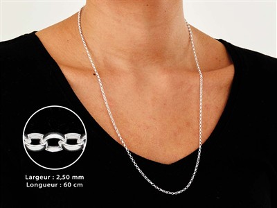 Cadena De Malla Jaseron 2,5 mm, 60 cm, Plata 925 - Imagen Estandar - 3