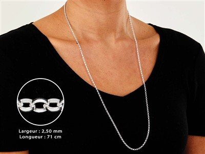 Cadena De Malla Jaseron 2,5 mm, 71 cm, Plata 925 - Imagen Estandar - 3