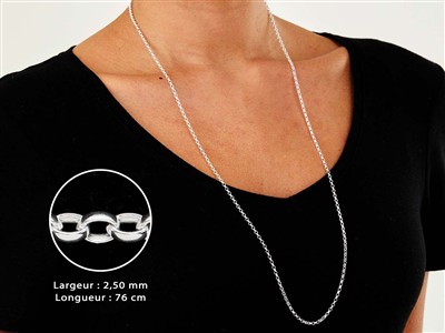Cadena De Malla Jaseron 2,5 mm, 76 cm, Plata 925 - Imagen Estandar - 3