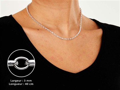 Cadena De Malla Jaseron De 3 mm, 45 cm, Plata 925 - Imagen Estandar - 3