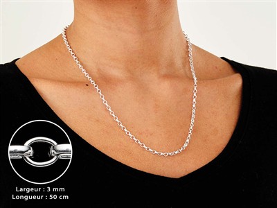 Cadena De Malla Ovalada Jaseron 3 X4,2 mm, 50 cm, Plata 925 - Imagen Estandar - 3