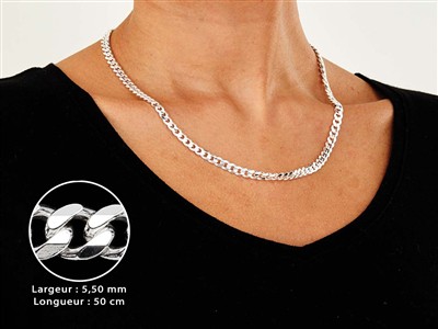 Cadena Barbada, 5,5 mm, 50 cm, Plata 925 - Imagen Estandar - 3