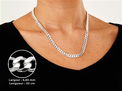Cadena De Eslabón Con Acabado De Diamante 6,6 mm, 50 cm, Plata 925 - Imagen Estandar - 3