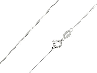 Cadena De Eslabn Con Acabado De Diamante 1mm, 40-45cm, Plata 925 Sello De Contraste