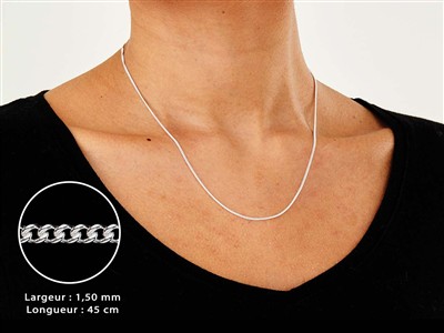 Cadena De Eslabón Gourmette 1,5 mm,45 cm, Plata 925 - Imagen Estandar - 3