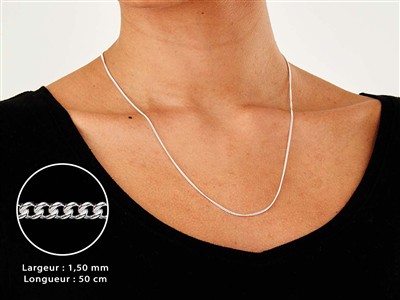 Cadena Gourmette De 1,5 mm, 50 cm, Plata 925 - Imagen Estandar - 3