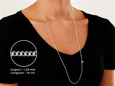 Cadena Gourmette De 1,5 mm, 76 cm, Plata 925 - Imagen Estandar - 3