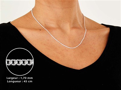 Cadena De Malla Gourmette 1,7 mm, 45 cm, Plata 925 - Imagen Estandar - 3