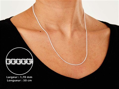 Cadena De Malla Gourmette 1,7 mm, 50 cm, Plata 925 - Imagen Estandar - 3