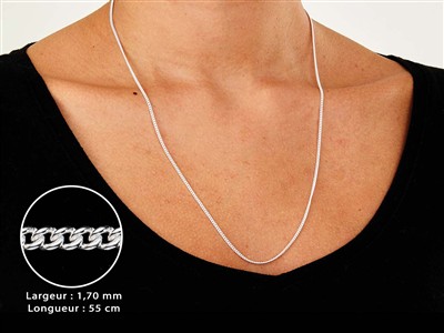Cadena Gourmette 1,7 mm, 55 cm, Plata 925 - Imagen Estandar - 3