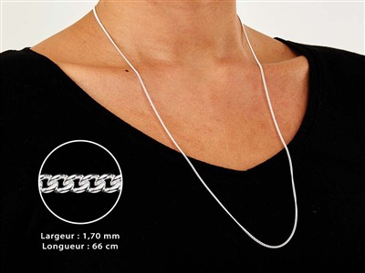 Cadena De Eslabón Gourmette 1,7 mm,66 cm, Plata 925 - Imagen Estandar - 3