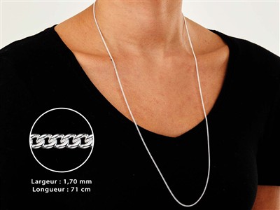 Cadena De Eslabón Gourmette 1,7 mm,71 cm, Plata 925 - Imagen Estandar - 3