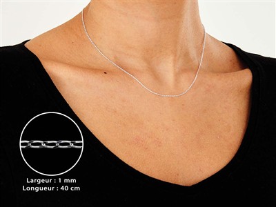 Cadena De Eslabón Gourmette Diamantado 1 mm, 40 cm, Plata 925 - Imagen Estandar - 3