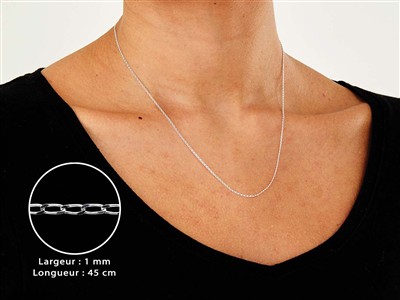 Cadena De Eslabones De Corte Diamante, 1 mm, 45 cm, Plata 925 - Imagen Estandar - 3