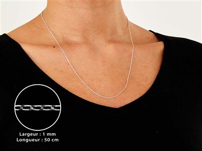 Cadena Gourmette De Acabado Diamantado 1 mm, 50 cm, Plata 925 - Imagen Estandar - 3