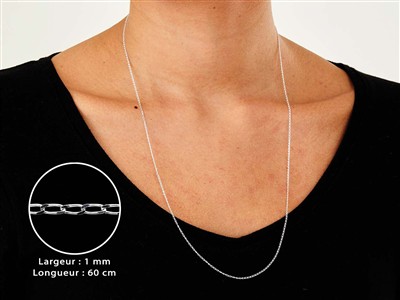 Cadena De Eslabones Tipo Gourmette Diamantada 1 mm, 60 cm, Plata 925 - Imagen Estandar - 3