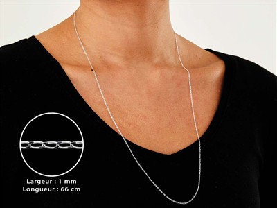Cadena De Eslabones Tipo Gourmette Diamantada, 1 mm, 66 cm, Plata 925 - Imagen Estandar - 3