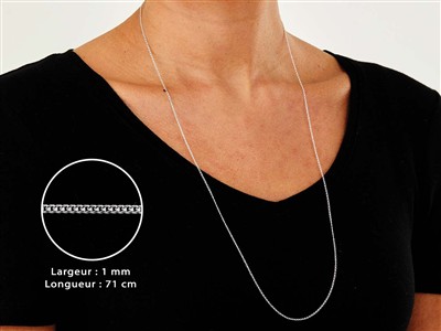 Cadena Gourmette Con Diamantes, 1 mm, 71 cm, Plata 925 - Imagen Estandar - 3