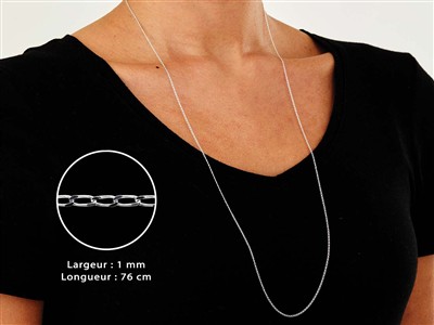 Cadena Gourmette Con Diamantes De 1 mm, 76 cm, Plata 925 - Imagen Estandar - 3