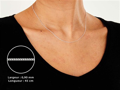 Cadena De Eslabones Gourmette Diamantada 0,90 mm, 45 cm, Plata 925 - Imagen Estandar - 3
