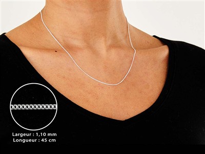 Cadena De Eslabones Gourmette Con Diamantes 1,1 mm, 45 cm, Plata 925 - Imagen Estandar - 3