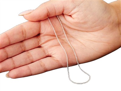 Cadena De Eslabones Gourmette Con Diamantes 1,1 mm, 45 cm, Plata 925 - Imagen Estandar - 5