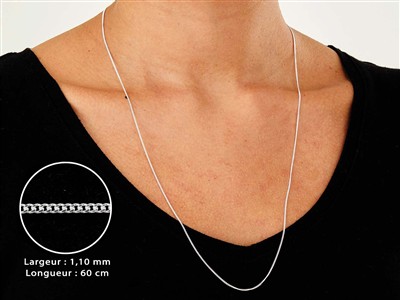 Cadena De Malla Gourmette Diamantada 1,10 Mm, 60 Cm, Plata 925 - Imagen Estandar - 3