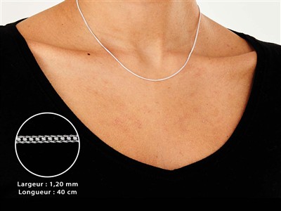 Cadena De Malla Gourmette Diamantada 1,2 Mm, 40 Cm, Plata 925 Británico - Imagen Estandar - 3