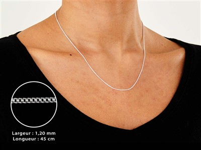 Cadena De Eslabones Tipo Gourmette Con Acabado De Corte De Diamante, 1,2 mm, 45 cm, Plata 925 Británico - Imagen Estandar - 3