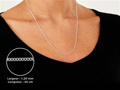 Cadena De Eslabones Tipo Gourmette Con Acabado De Corte De Diamante, 1,2 mm, 50 cm, Plata 925 Británico - Imagen Estandar - 3