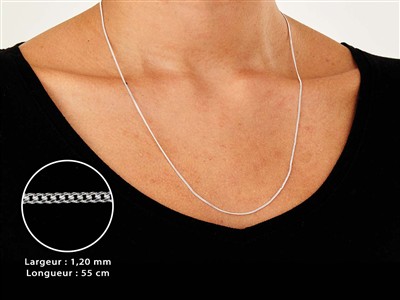 Cadena De Malla Gourmette Diamantada De 1,2 Mm, 55 Cm, Plata 925 - Imagen Estandar - 3